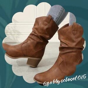 💋 New Womens/Juniors Slouch Western Brown Boots - Size 7 - Boutique